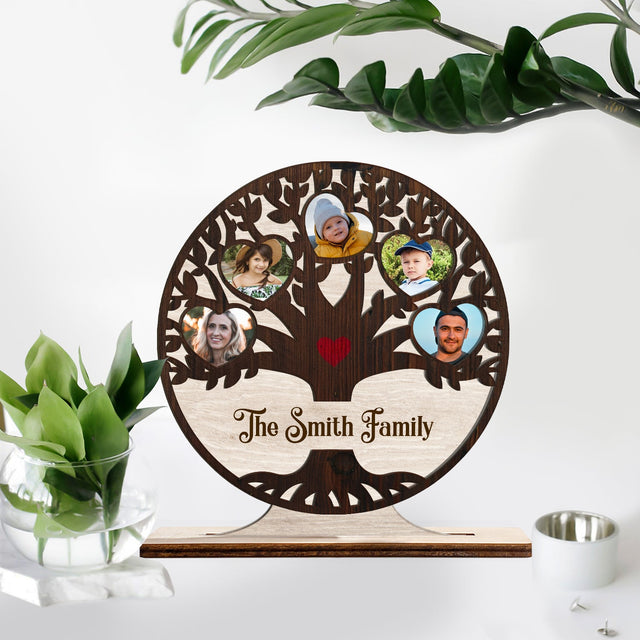 Custom Photo And Family Name, Family Tree, Wooden Plaque 3 Layers
