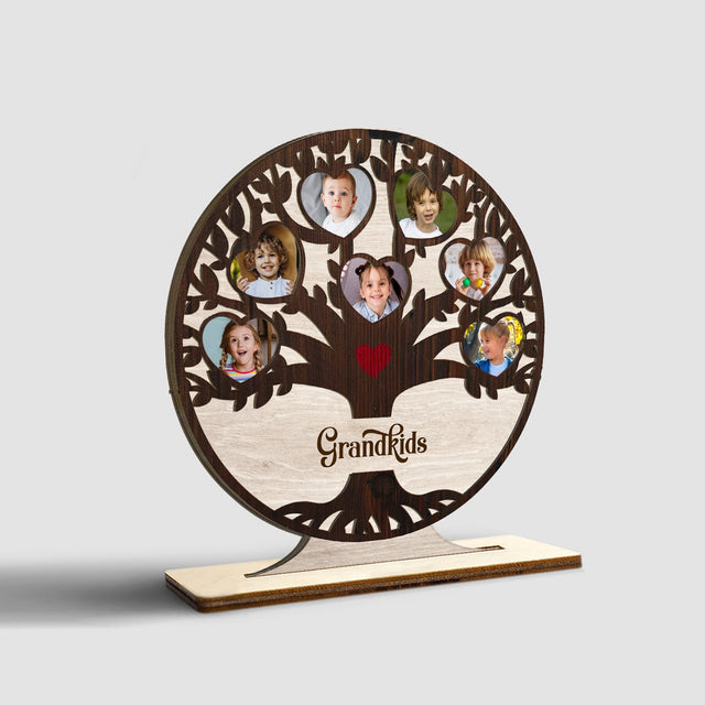 Custom Photo And Family Name, Family Tree, Wooden Plaque 3 Layers