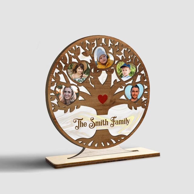 Custom Photo And Family Name, Family Tree, Wooden Plaque 3 Layers