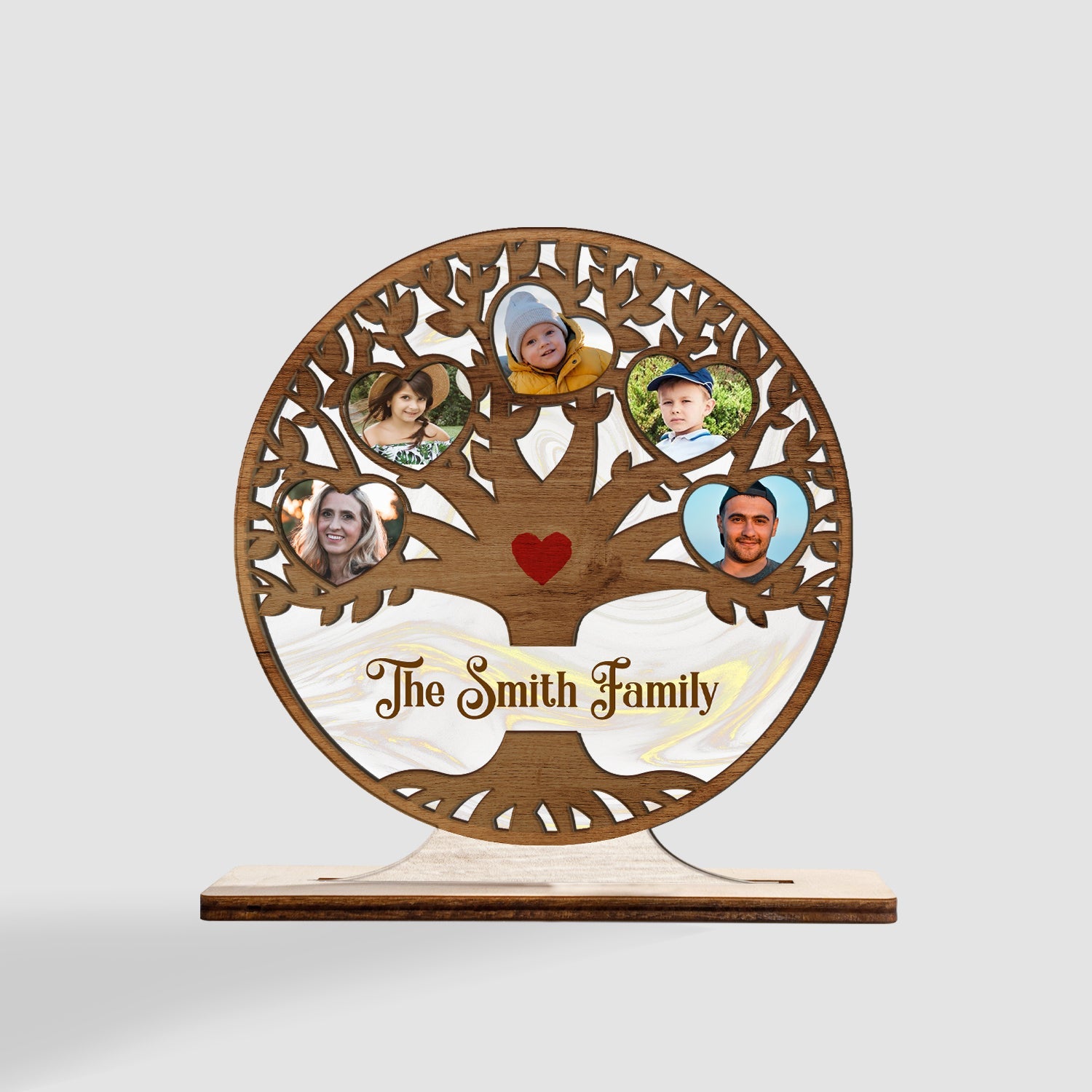 Custom Photo And Family Name, Family Tree, Wooden Plaque 3 Layers
