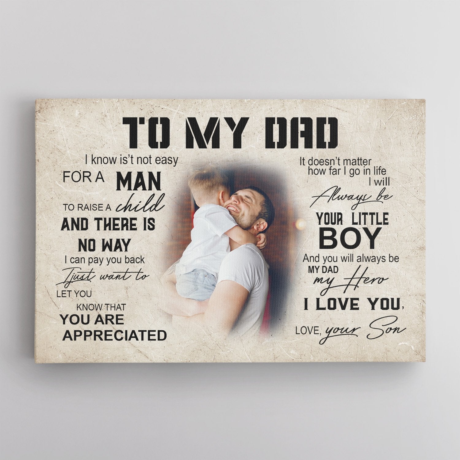 Custom Photo And Text, Gift For Dad, Canvas