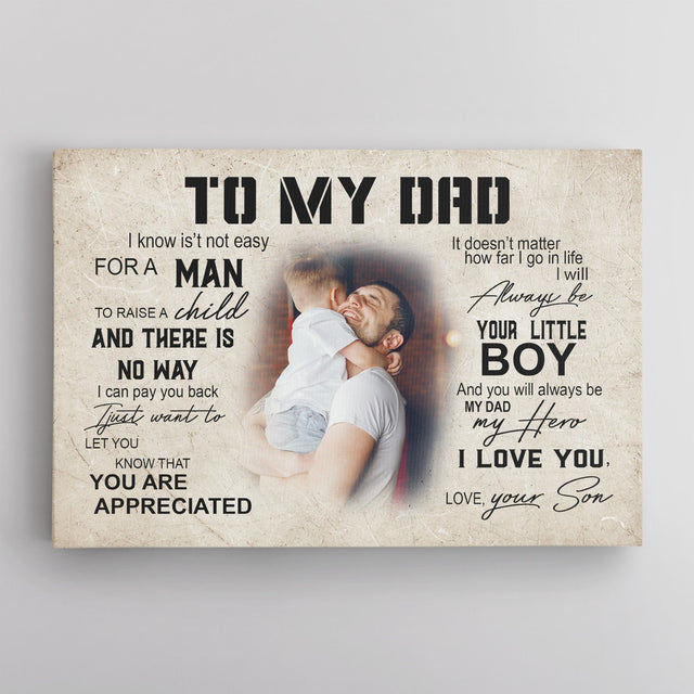 Custom Photo And Text, Gift For Dad, Canvas