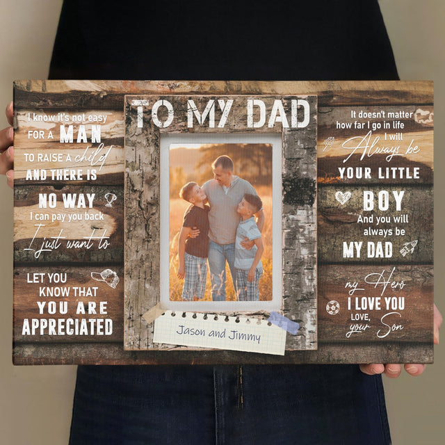 Custom Photo And Text, Gift For Dad, Canvas Wall Art