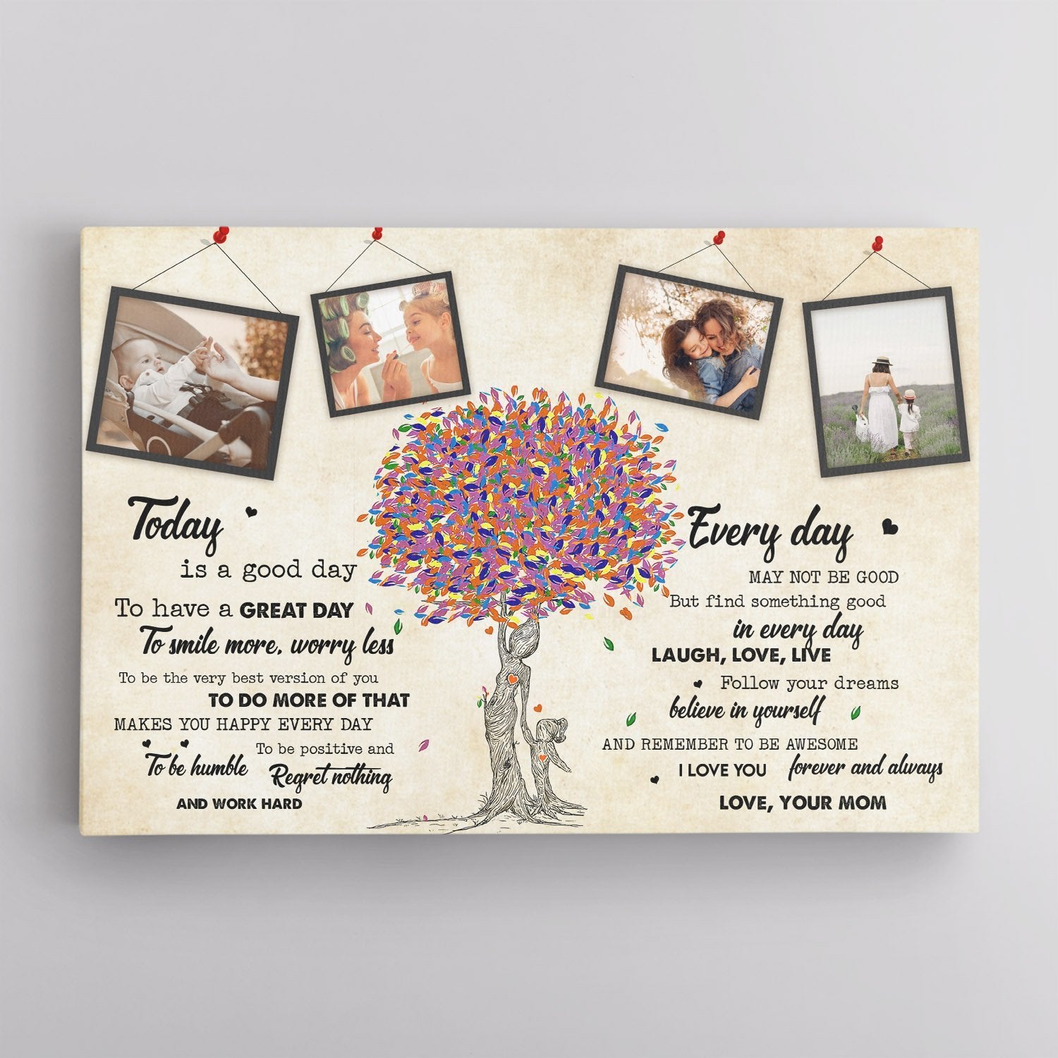 Custom Photo And Text, Gift For Daughter Canvas Wall Art