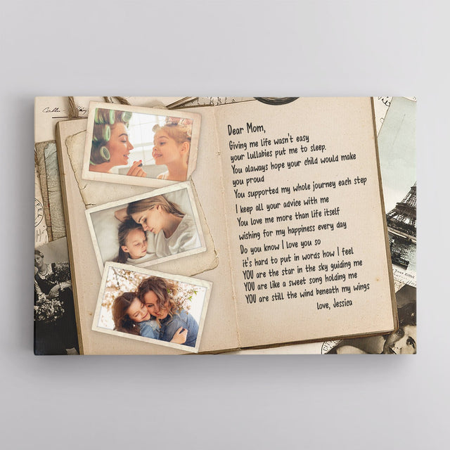 Custom Photo And Text, Gift For Mom Canvas Wall Art