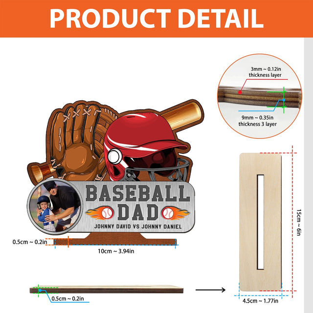 Custom Photo, Baseball Dad, Wooden Plaque 3 Layers