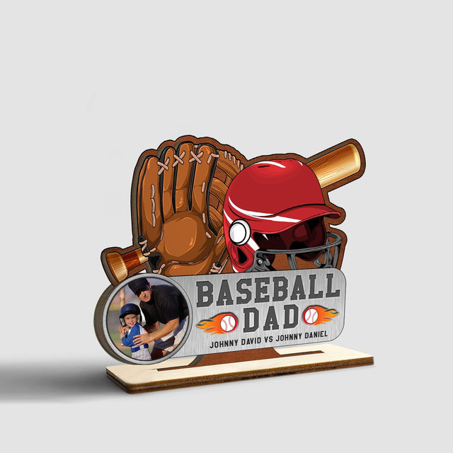 Custom Photo, Baseball Dad, Wooden Plaque 3 Layers