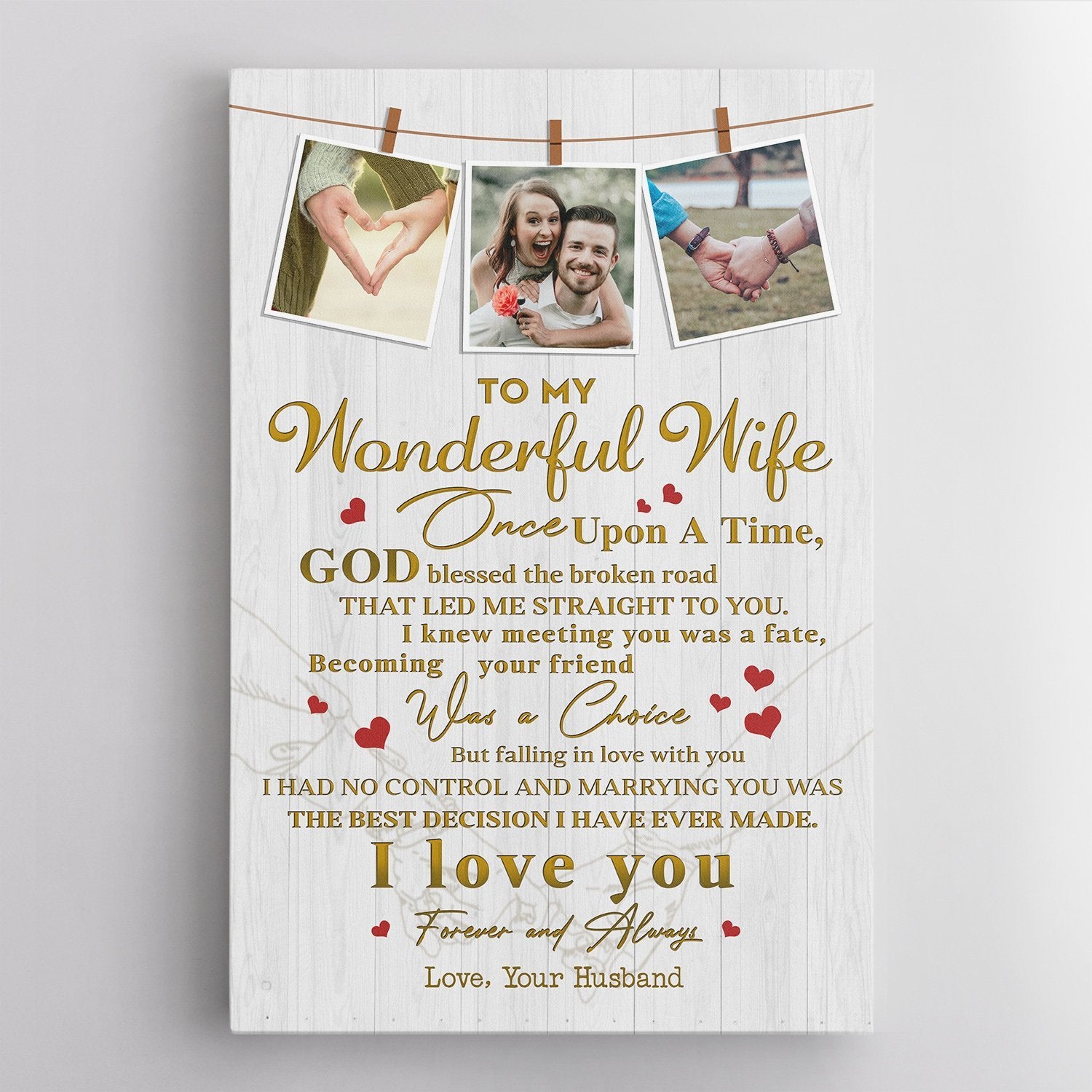 Custom Photo Canvas Art Print, Gift For Wife