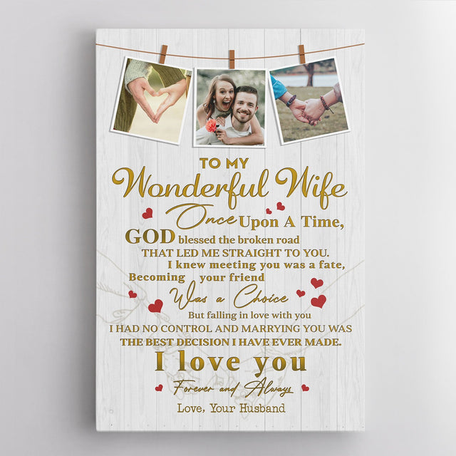 Custom Photo Canvas Art Print, Gift For Wife