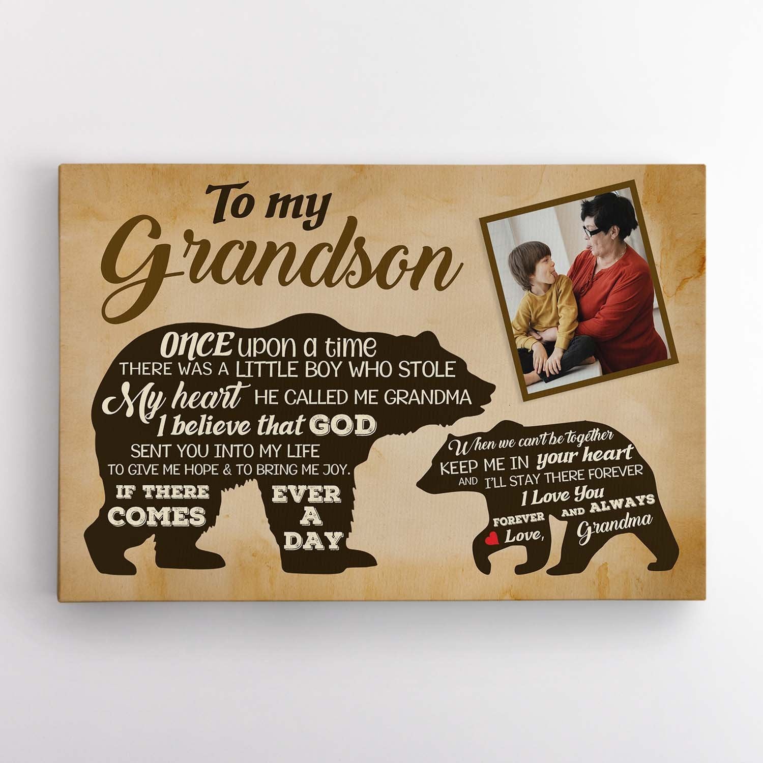 Custom Photo Canvas Wall Art, Gift For Grandson
