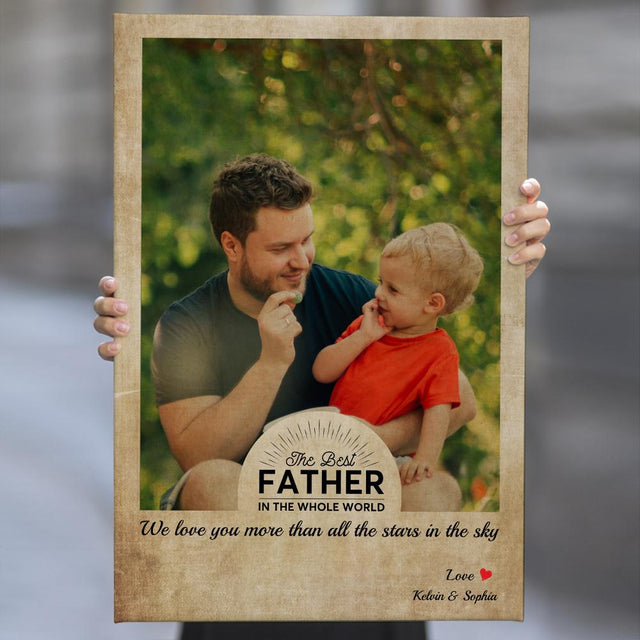 Custom Photo Canvas With Quote Retro Vintage Background - Father Day Gift