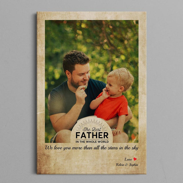 Custom Photo Canvas With Quote Retro Vintage Background - Father Day Gift
