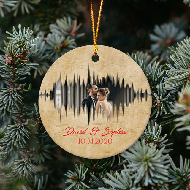 Custom Photo Christmas Circle Ornament 2 Sided, Personalized Name And Date