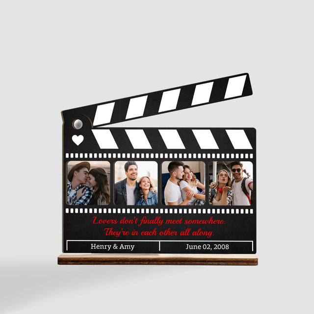 Custom Photo, Clapper Board Shape, Personalized Name, Date And Text, Wooden Plaque 3 Layers