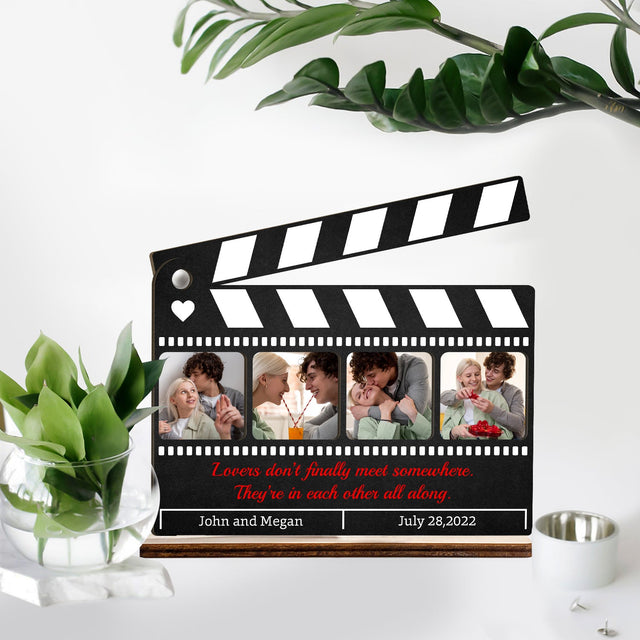 Custom Photo, Clapper Board Shape, Personalized Name, Date And Text, Wooden Plaque 3 Layers