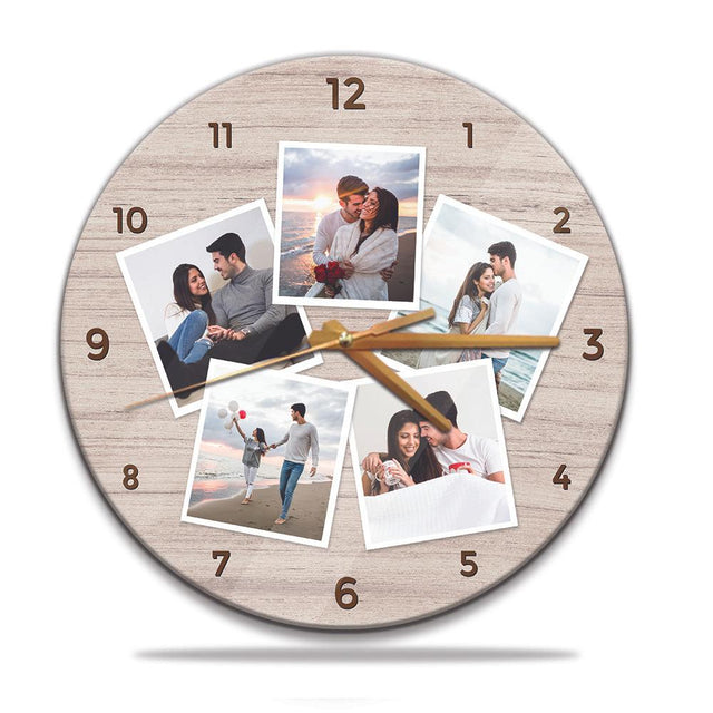 Custom Photo Collage, 5 Photos, Wall Clock