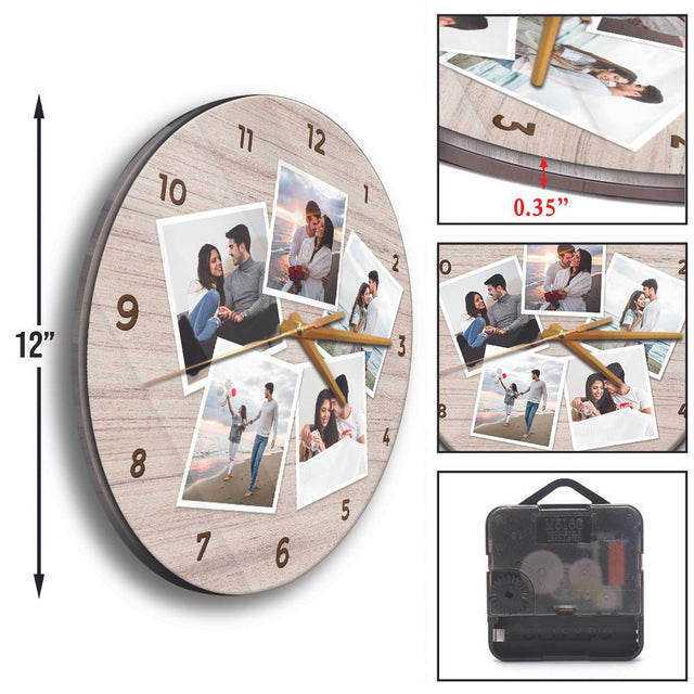 Custom Photo Collage, 5 Photos, Wall Clock