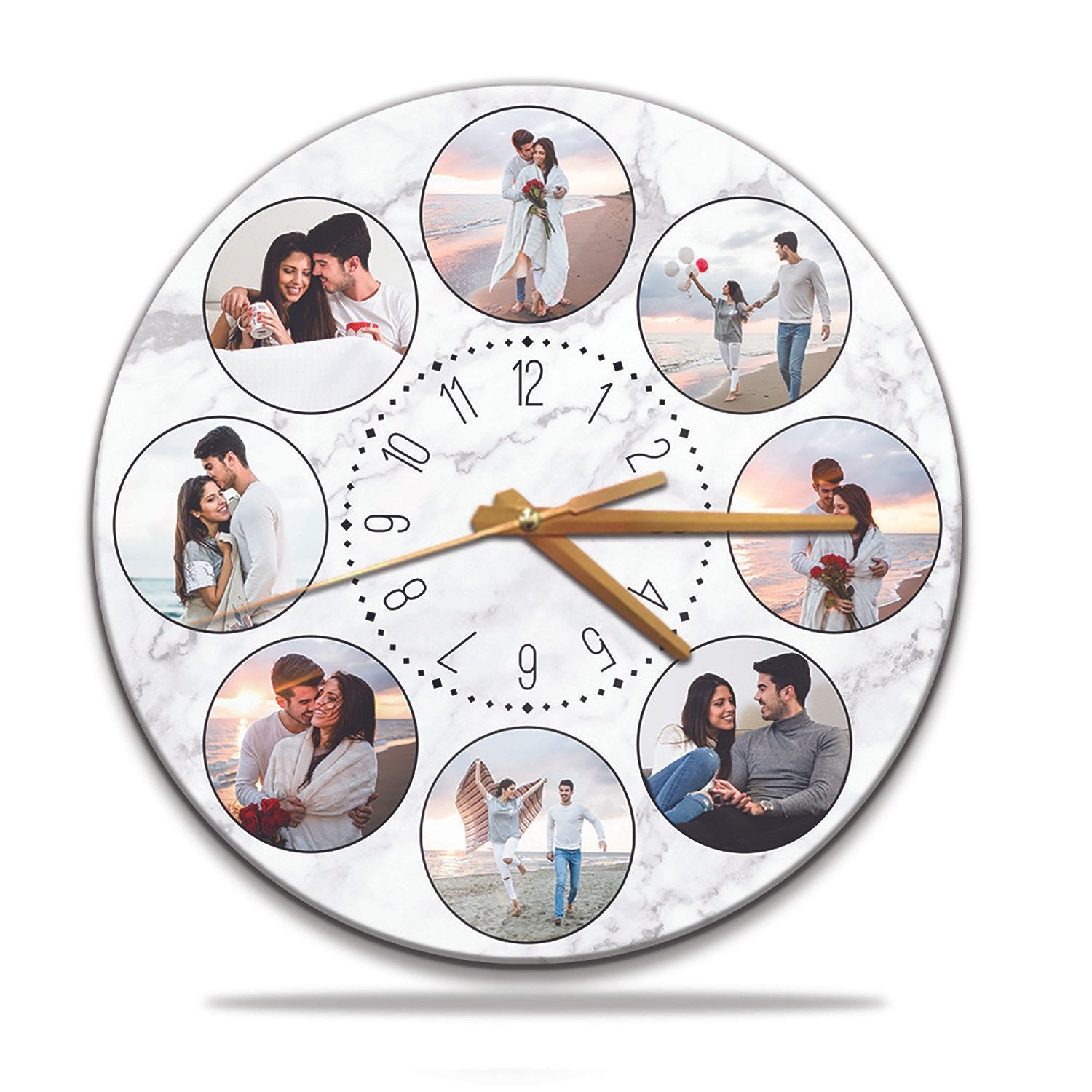 Custom Photo Collage, 8 Circle Photos, Wall Clock