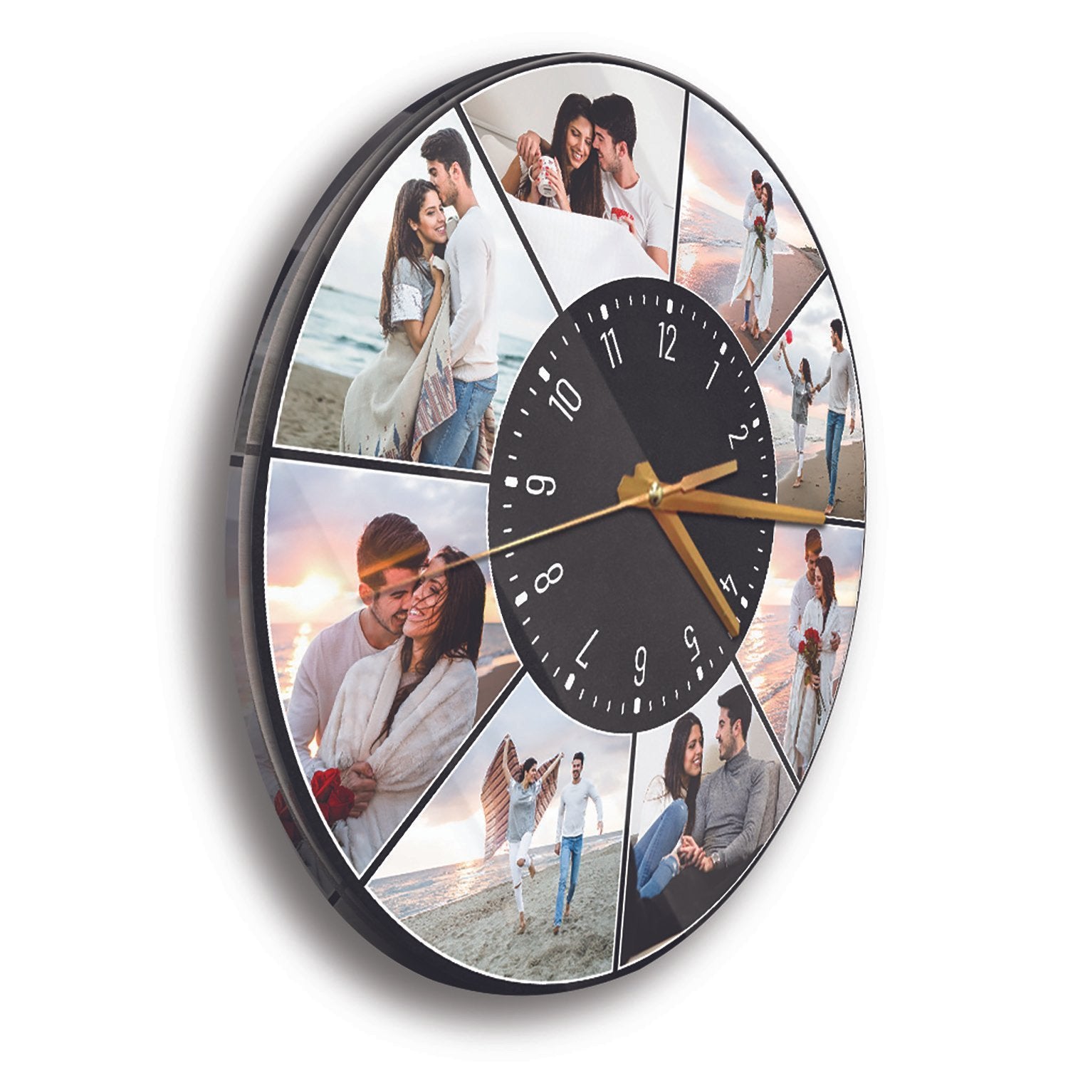 Custom Photo Collage, 8 Photos, Wall Clock