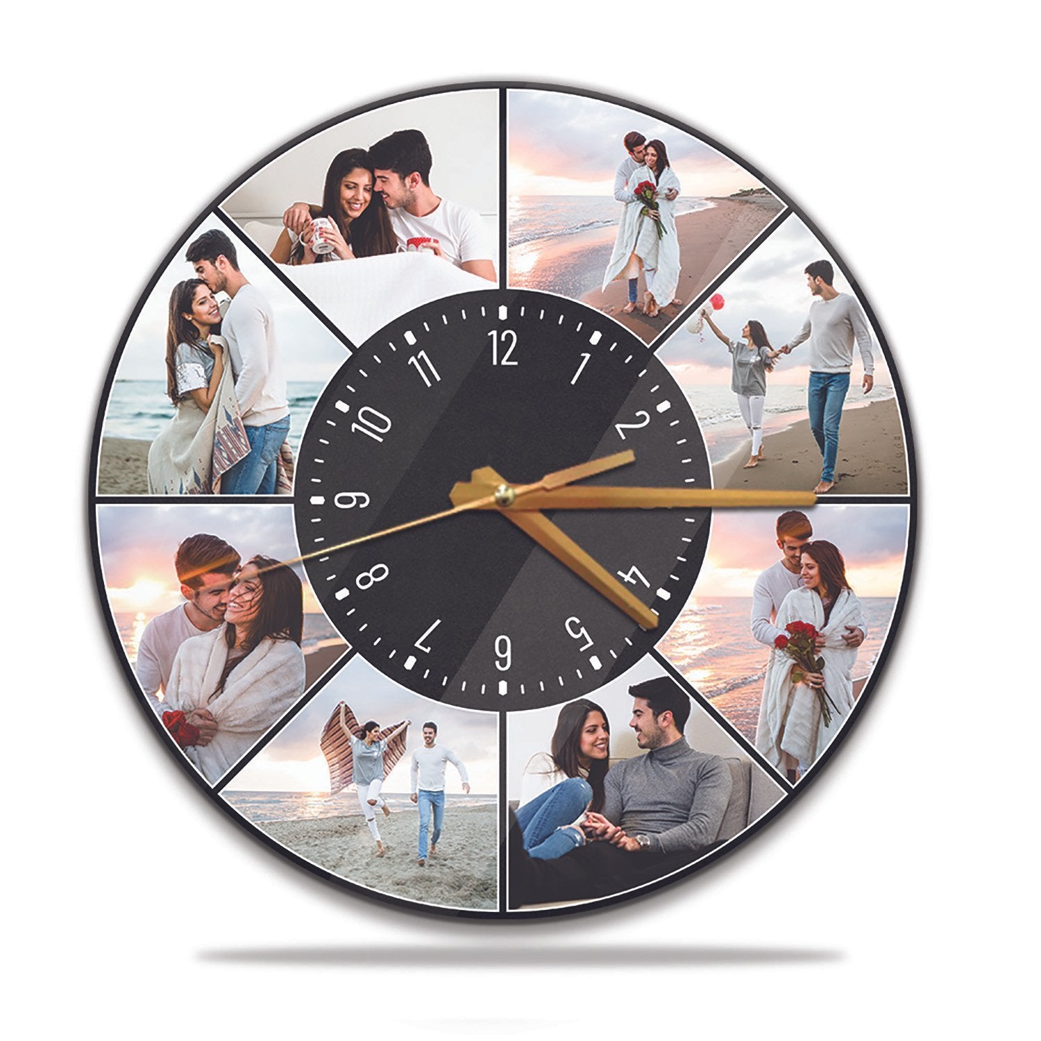 Custom Photo Collage, 8 Photos, Wall Clock