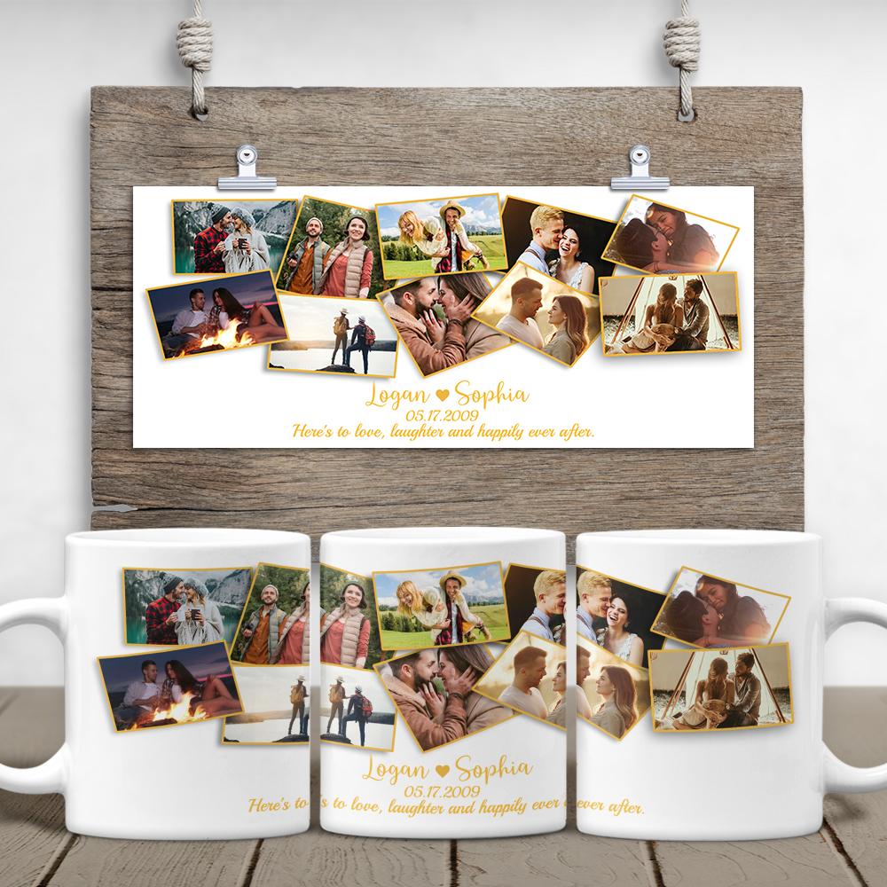 Custom Photo Collage And Text 15 Pictures Mug