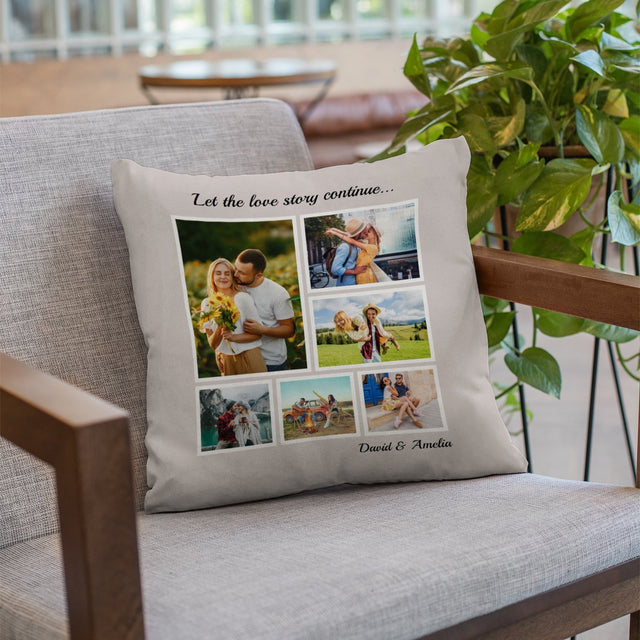 Custom Photo Collage And Text, 6 Pictures Pillow