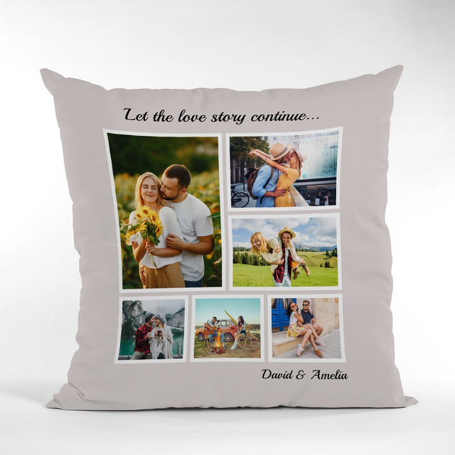 Custom Photo Collage And Text, 6 Pictures Pillow