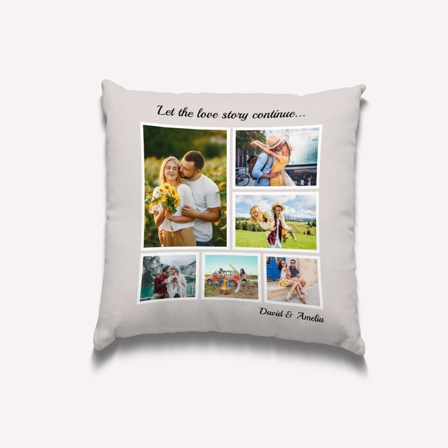 Custom Photo Collage And Text, 6 Pictures Pillow