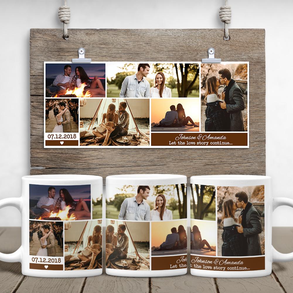 Custom Photo Collage And Text White Mug