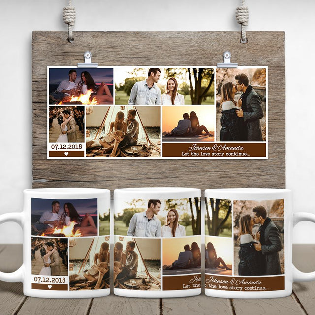 Custom Photo Collage And Text White Mug
