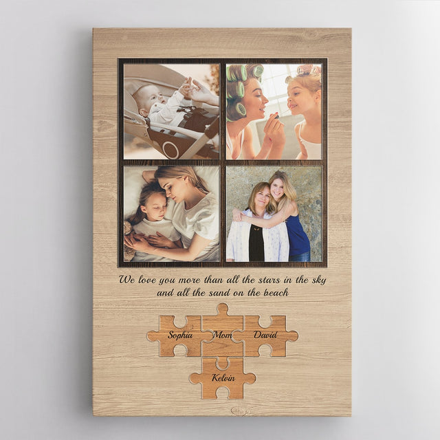 Custom Photo Collage, Personalized Name And Text Canvas Wall Art