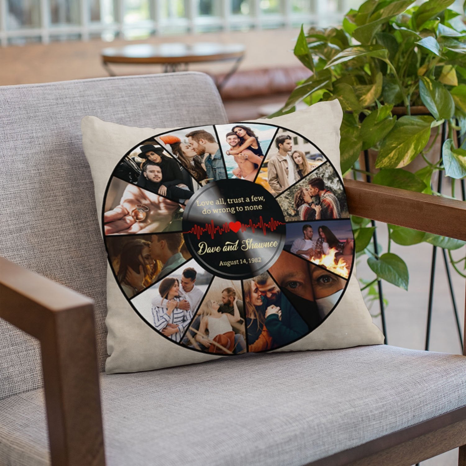 Custom Photo Collage, Personalized Name And Text, Vinyl Record