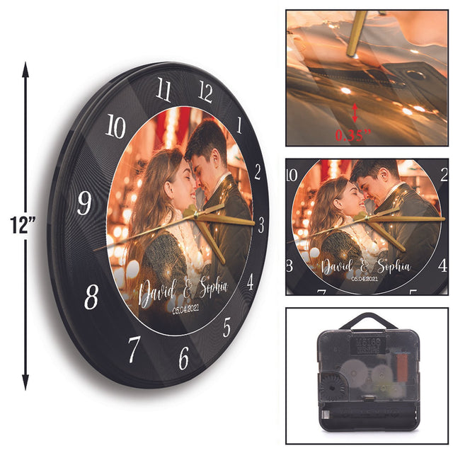 Custom Photo Collage, Personalized Name, Wall Clock