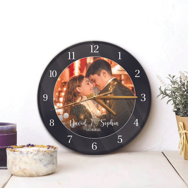 Custom Photo Collage, Personalized Name, Wall Clock