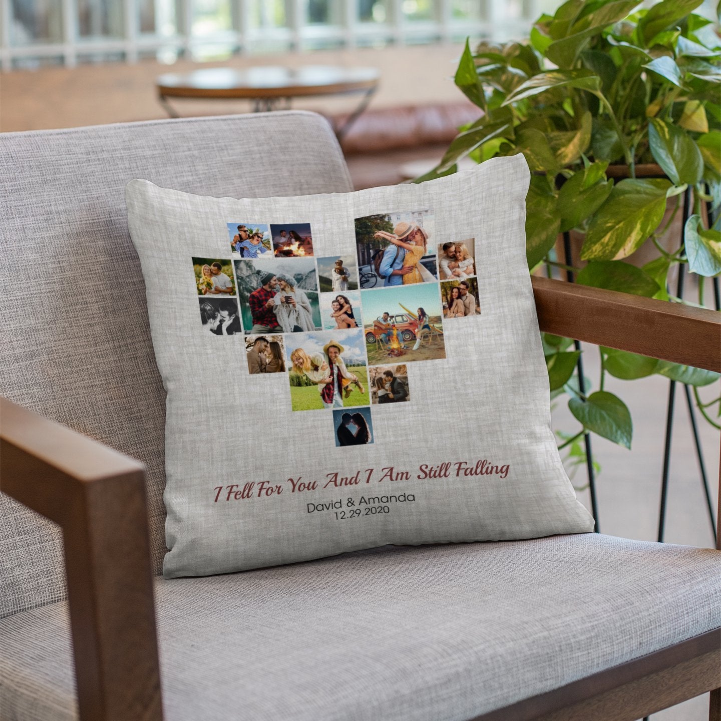 Custom Photo Collage, Personalized Text, 15 Pictures Pillow