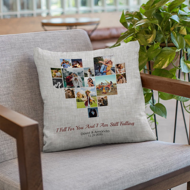 Custom Photo Collage, Personalized Text, 15 Pictures Pillow