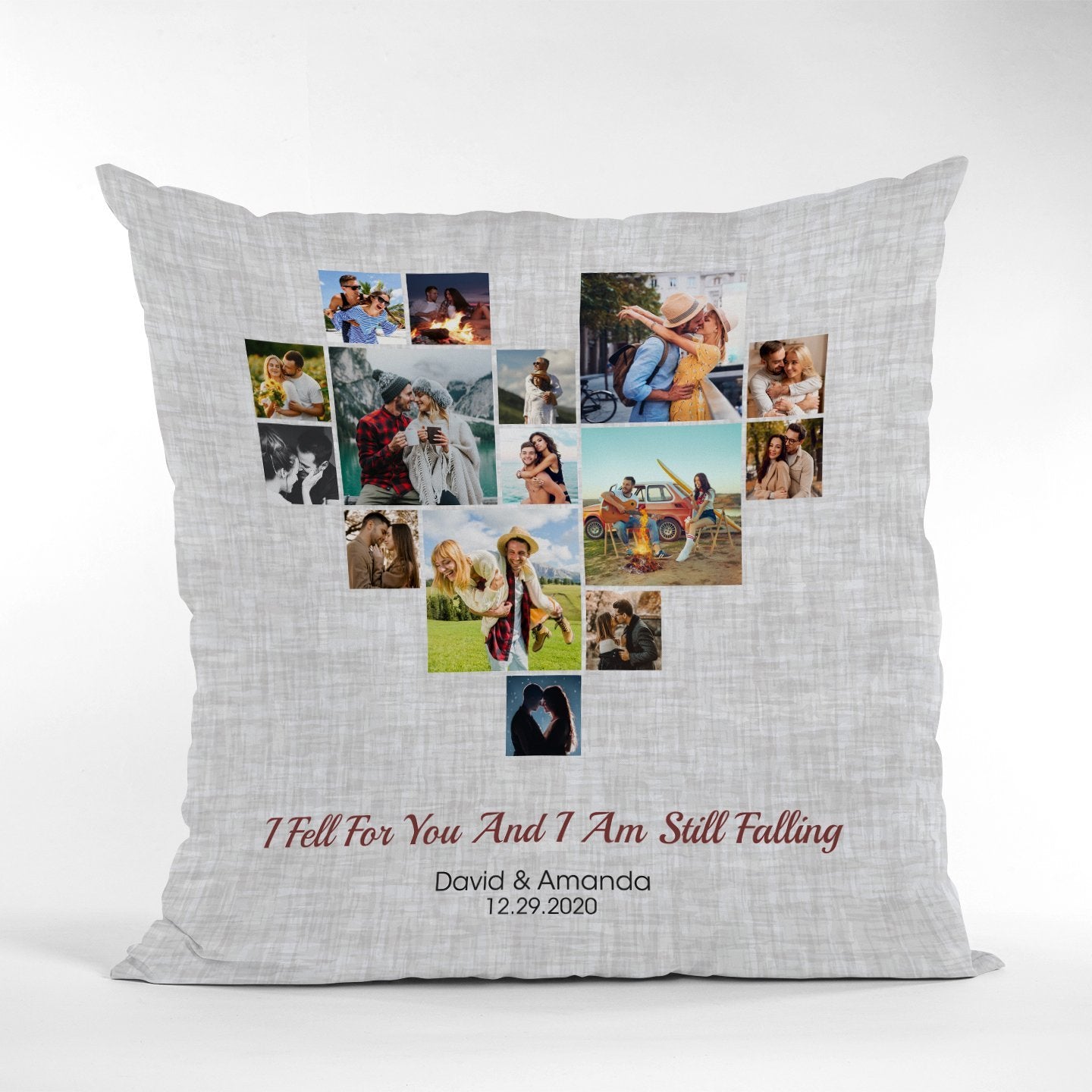 Custom Photo Collage, Personalized Text, 15 Pictures Pillow