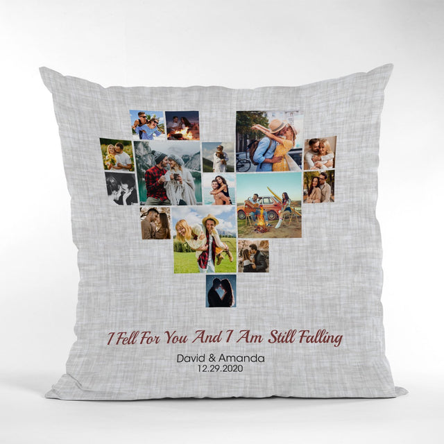 Custom Photo Collage, Personalized Text, 15 Pictures Pillow