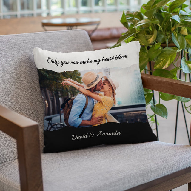 Custom Photo Collage, Personalized Text Pillow