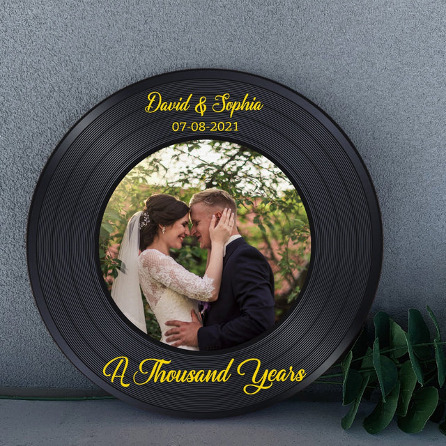 Custom Photo, Custom Song Name And Name Round Wood Sign