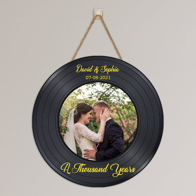 Custom Photo, Custom Song Name And Name Round Wood Sign
