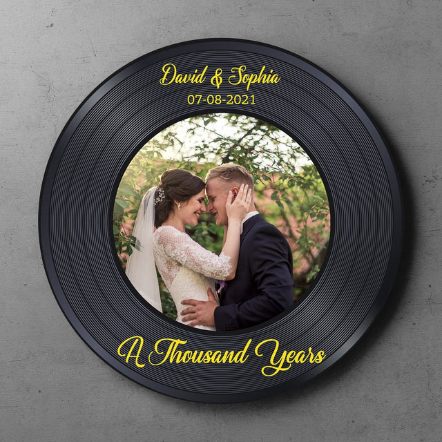 Custom Photo, Custom Song Name And Name Round Wood Sign