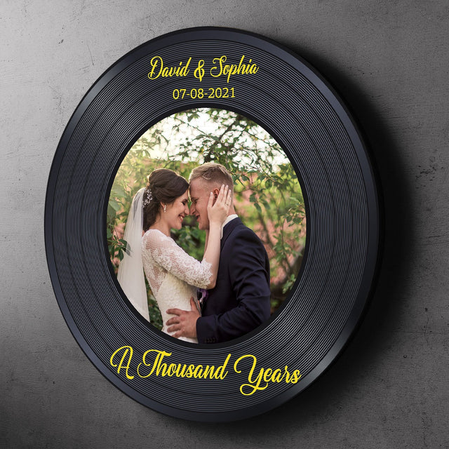 Custom Photo, Custom Song Name And Name Round Wood Sign