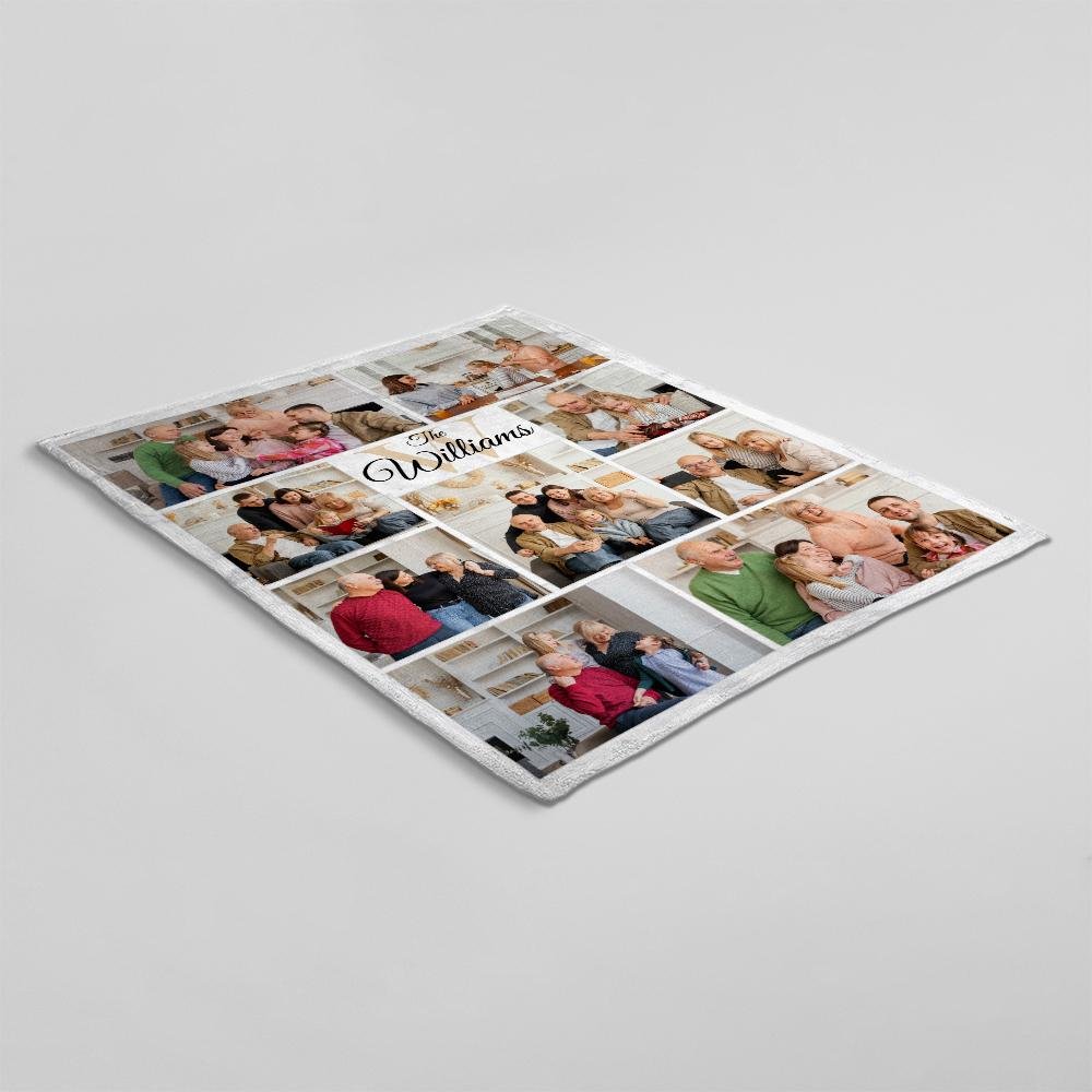 Custom Photo Family, Personalized Family Name Blanket