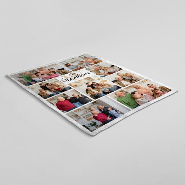 Custom Photo Family, Personalized Family Name Blanket