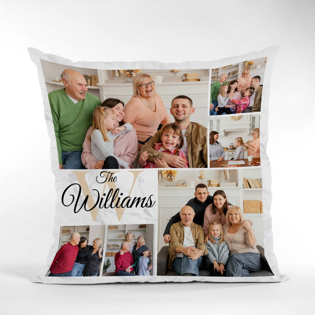 Custom Photo Family, Personalized Family Name Pillow