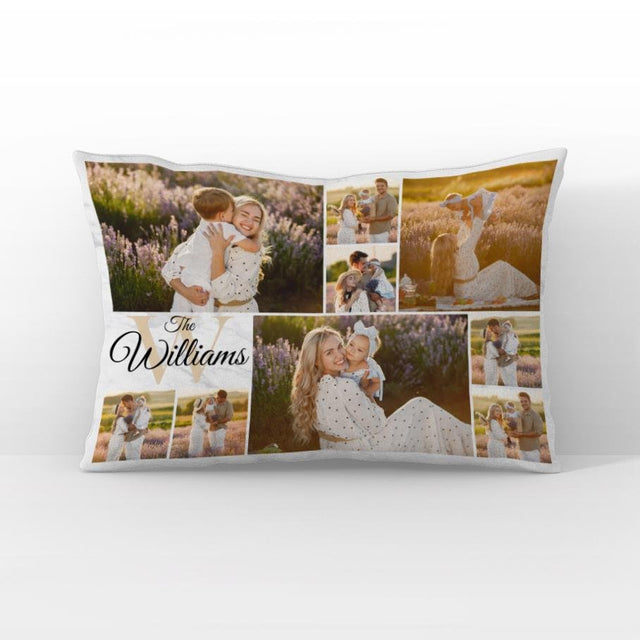 Custom Photo Family, Personalized Family Name Pillow