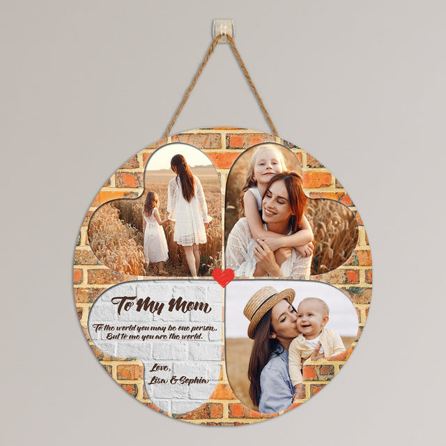 Custom Photo, Four-leaf clover, Personalized Name And Text, Round Wood Sign