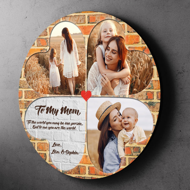 Custom Photo, Four-leaf clover, Personalized Name And Text, Round Wood Sign