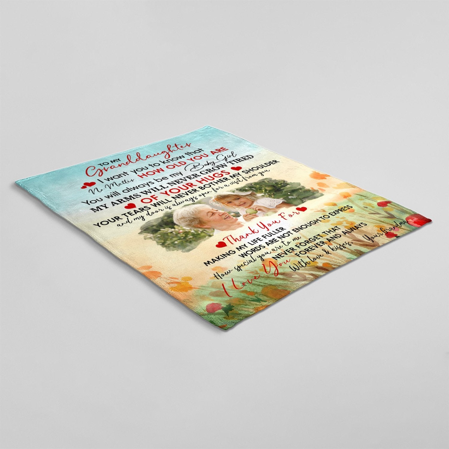 Custom Photo, Gift For Granddaughter, Blanket